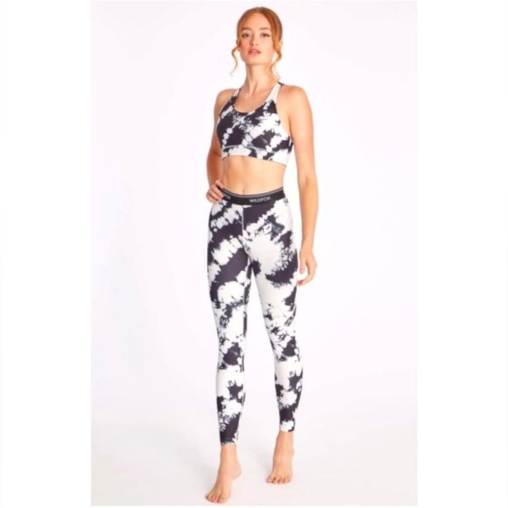 Wildfox Tie Dye High Waist 7/8 Leggings in Blk/wht Splatter Dye XS NWT